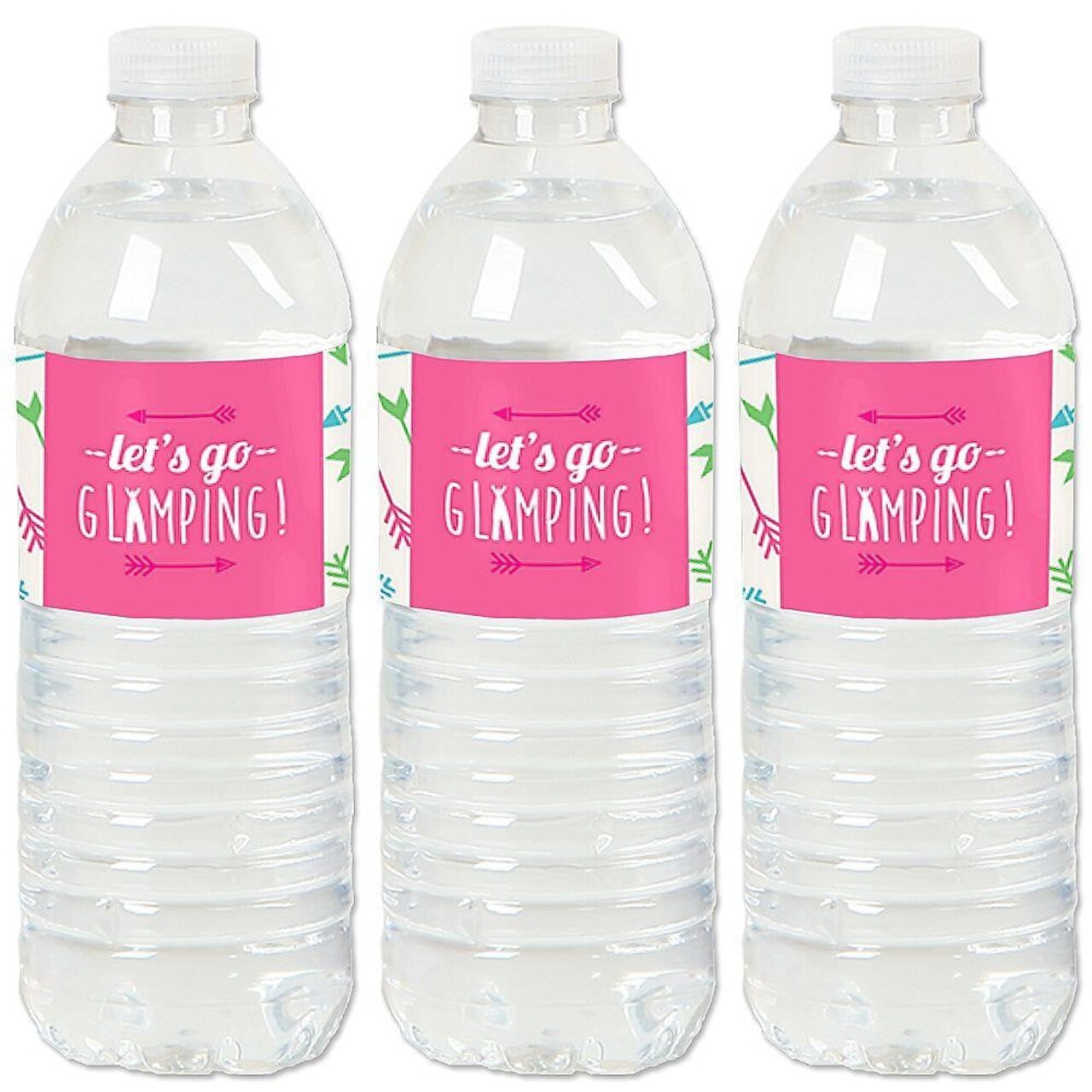Big Dot of Happiness Let's Go Glamping - Camp Glamp Party or Birthday Party Water Bottle Sticker Labels - Set of 20
